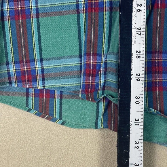 Gant Colour Chambray Mens L Short Sleeve Button Up Shirt Green Plaid 100% Cotton - Picture 6 of 12